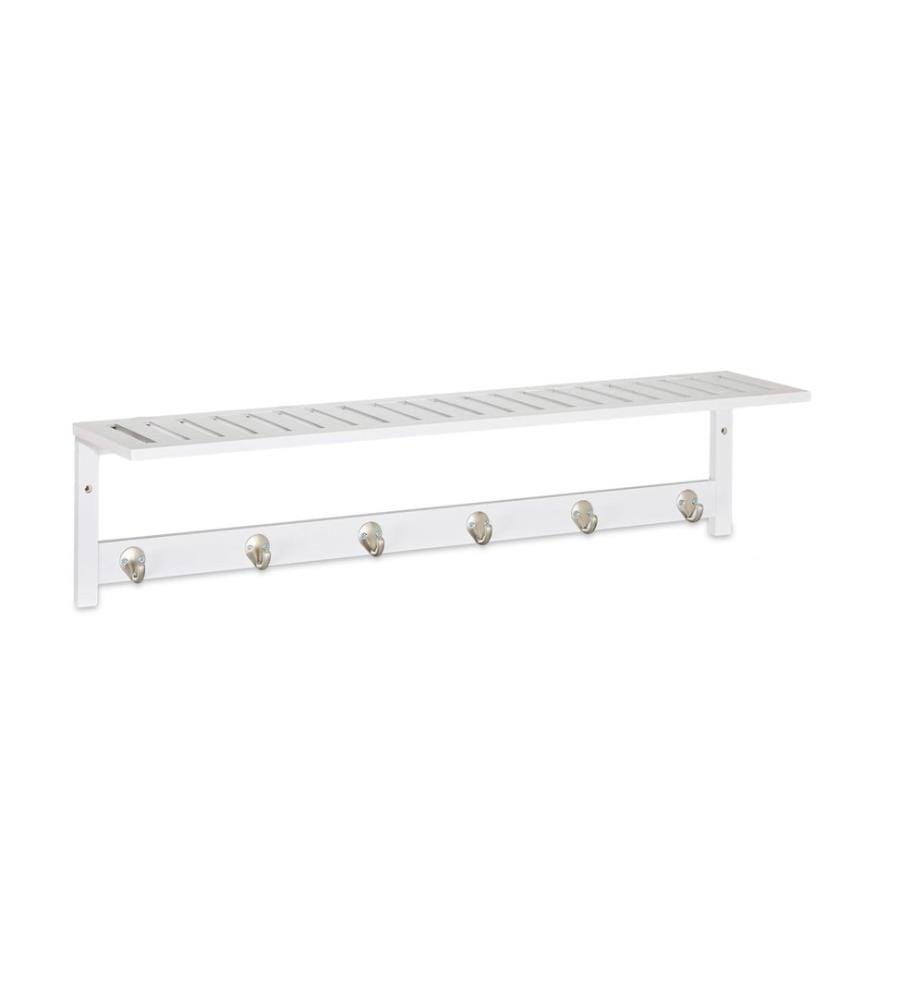 RELAXDAYS - Wandgarderobe mit Ablage 6 Haken, Weiss