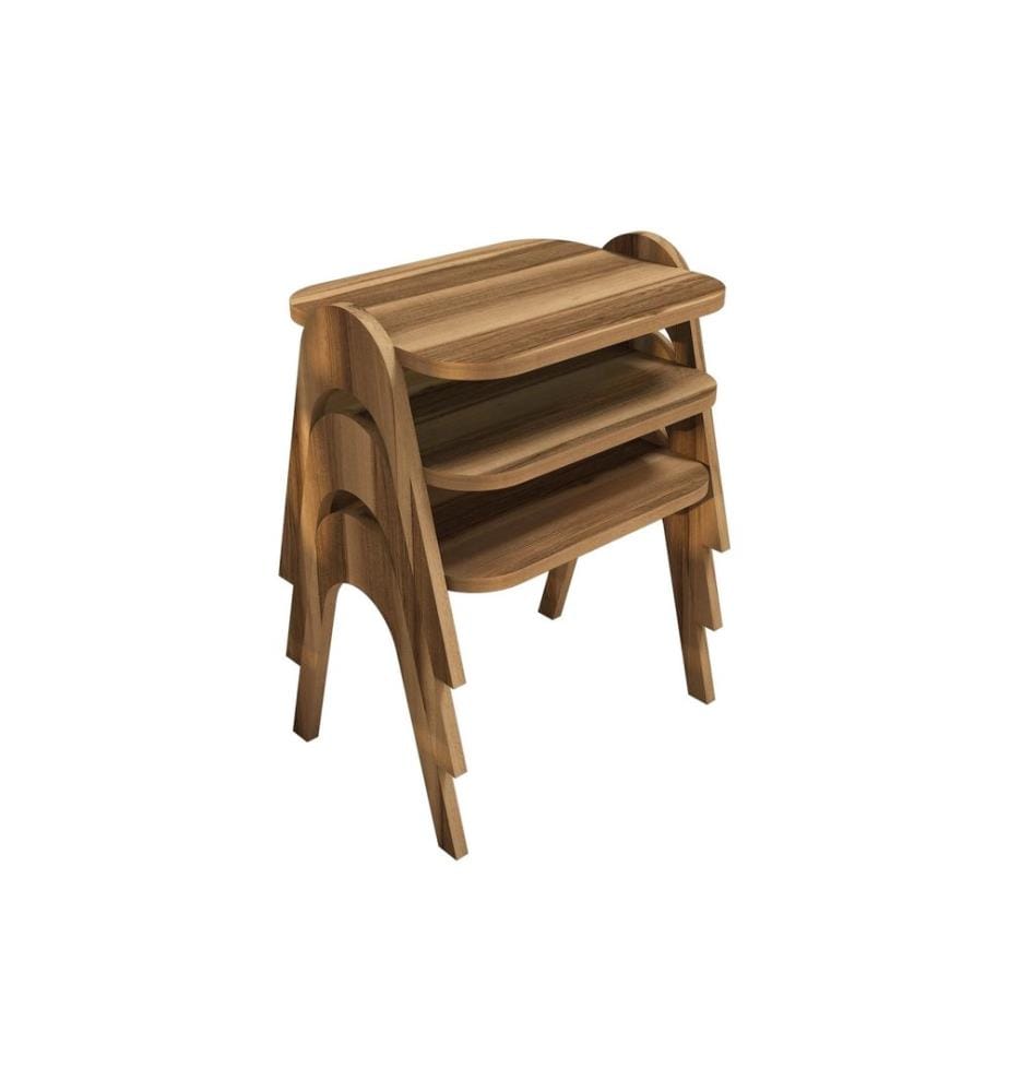 Woody Fashion - Table basse Paris 3 pièces, Noix