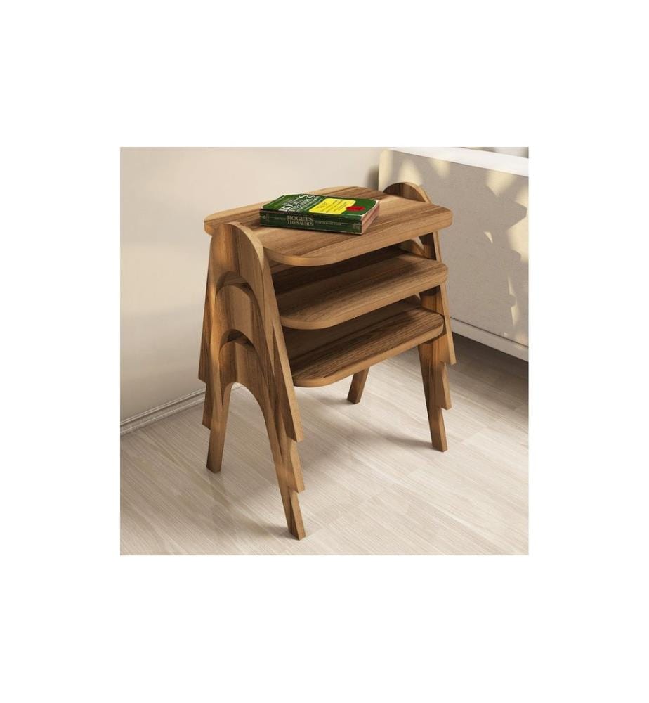 Woody Fashion - Table basse Paris 3 pièces, Noix