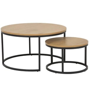 AC Design - Table basse Spiro Ø 80/ 50 cm, 2 pièces, Nature/Noir