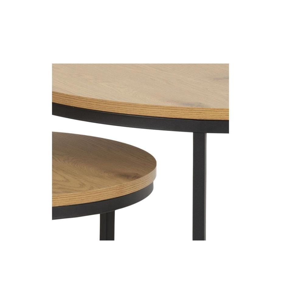 AC Design - Table basse Spiro Ø 80/ 50 cm, 2 pièces, Nature/Noir