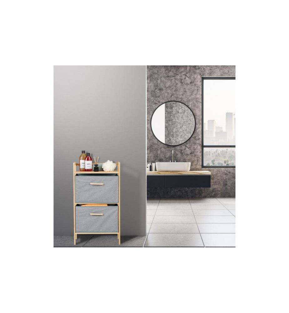 RELAXDAYS - Badezimmerregal mit Waschkorb Grau/Nature