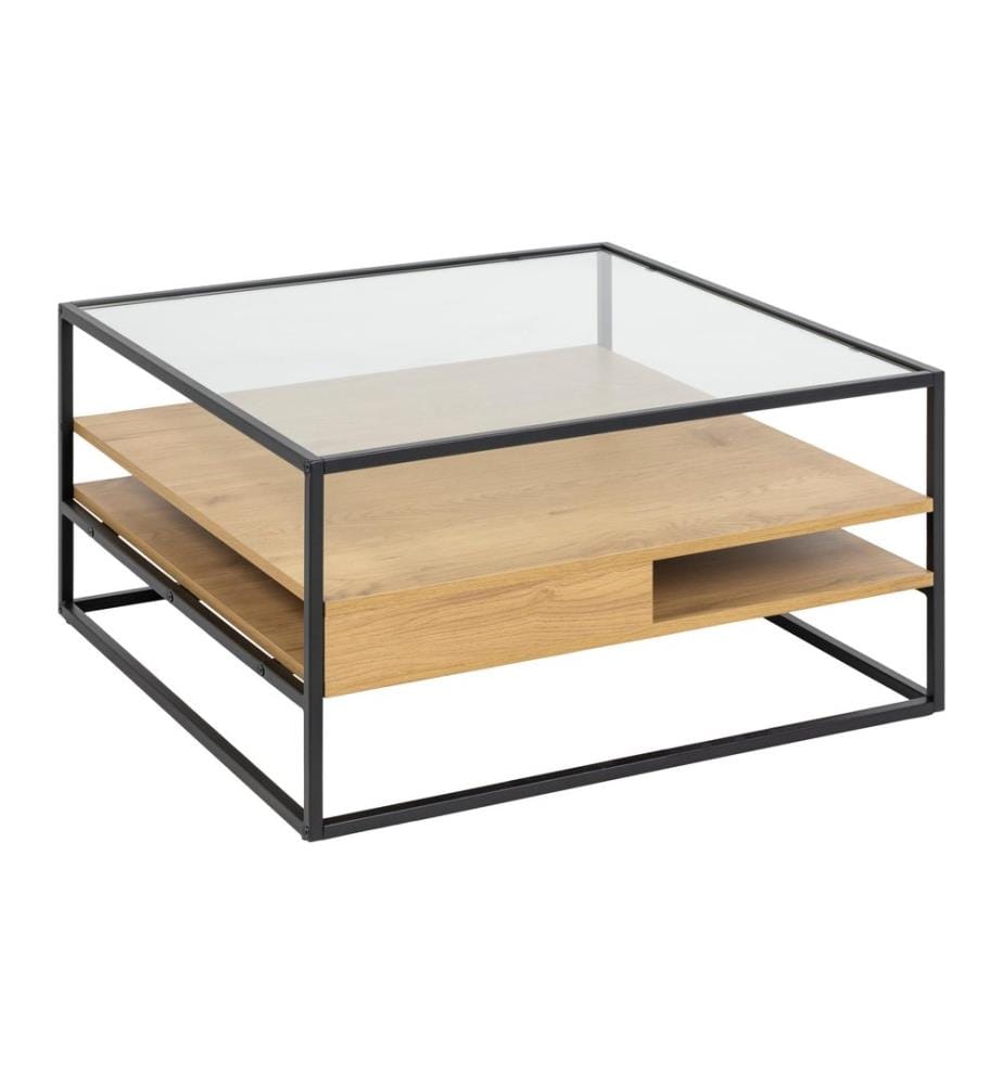 AC Design - Table basse Randolf 80 cm x 40 cm, Nature/Noir