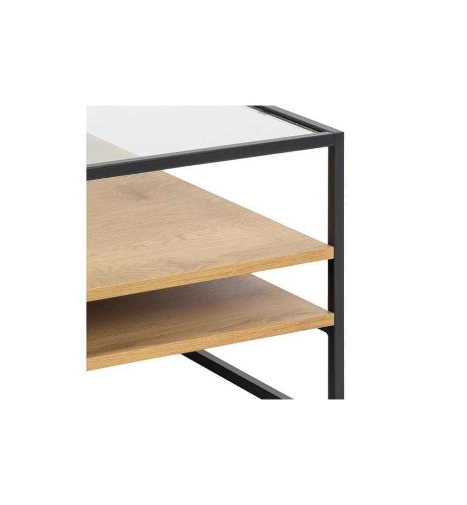 AC Design - Table basse Randolf 80 cm x 40 cm, Nature/Noir