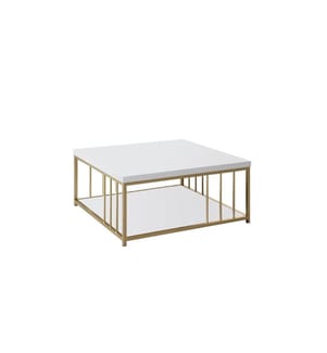 Woody Fashion - Table basse Zenn 90 x 39 x 40 cm, Doré/Blanc