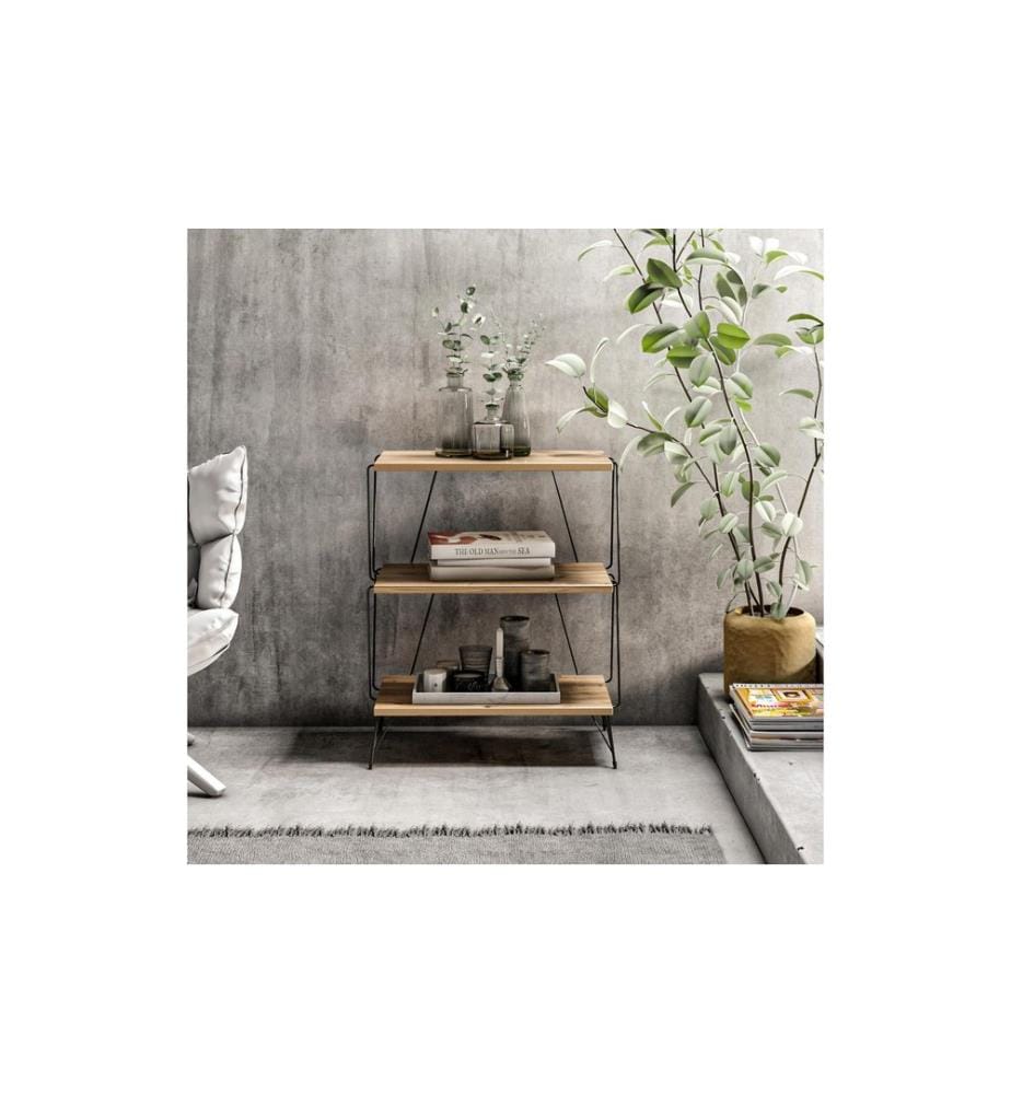 Woody Fashion - Regal Lazandos 46 x 76 x 30 cm, Nature/Schwarz
