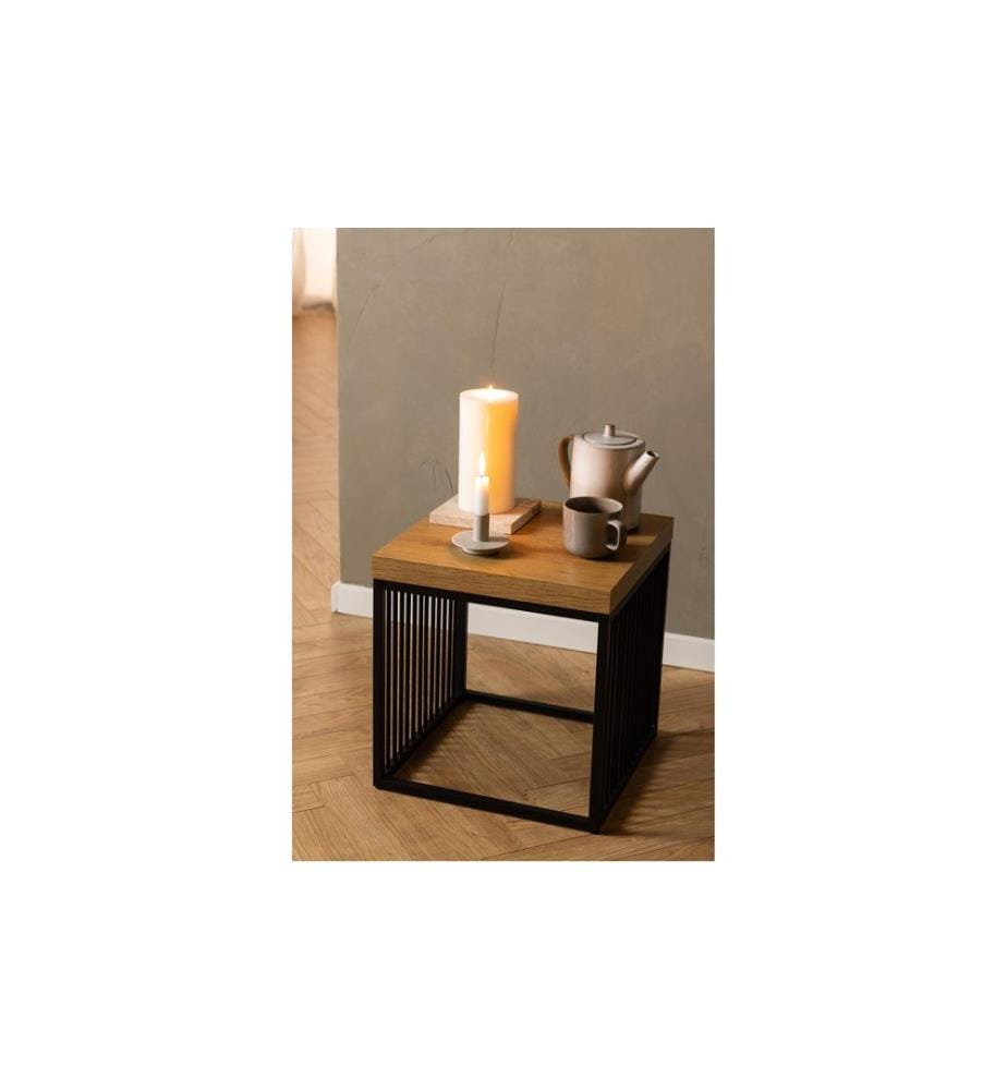 AC Design - Table d'appoint Strington 40 x 40 x 42 cm, Brun/Noir