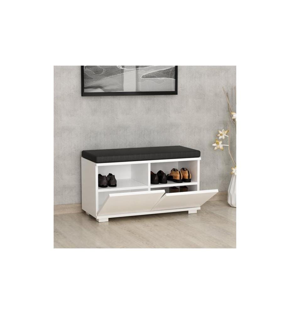Woody Fashion - Armoire à chaussures Drago 80 x 42 x 35 cm, blanc/noir