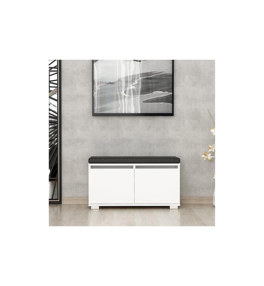 Woody Fashion - Armoire à chaussures Drago 80 x 42 x 35 cm, blanc/noir