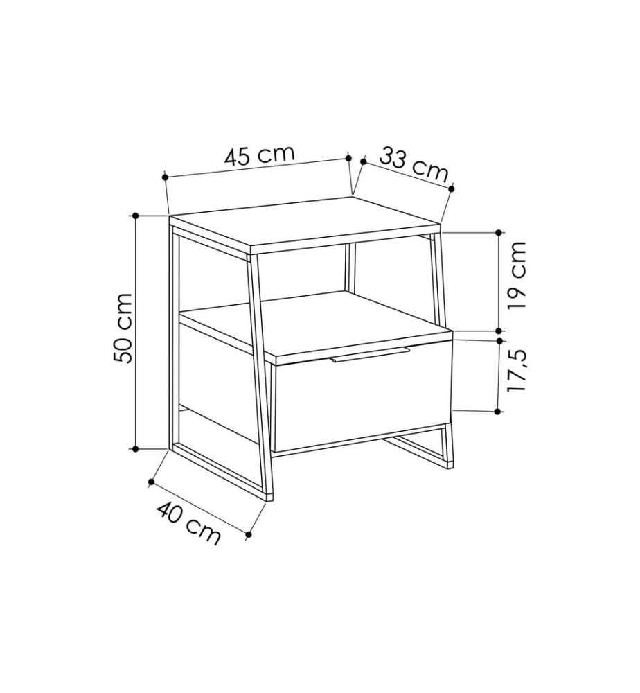 Woody Fashion - Table de nuit Pal 45 x 50 x 40 cm, anthracite