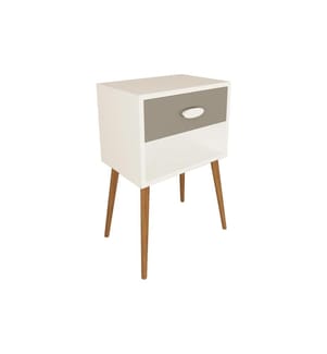 VCM - Table de nuit Singol XL 45 x 70 cm,  blanc/anthracite
