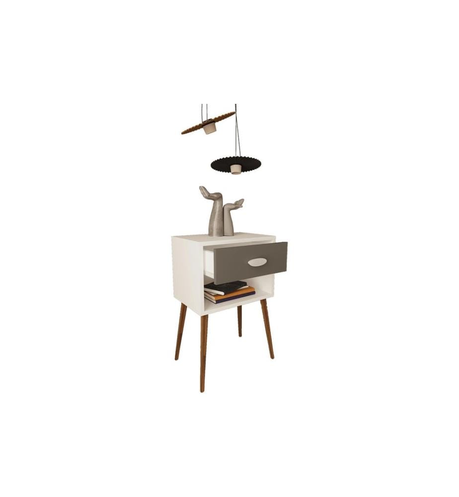 VCM - Table de nuit Singol XL 45 x 70 cm,  blanc/anthracite