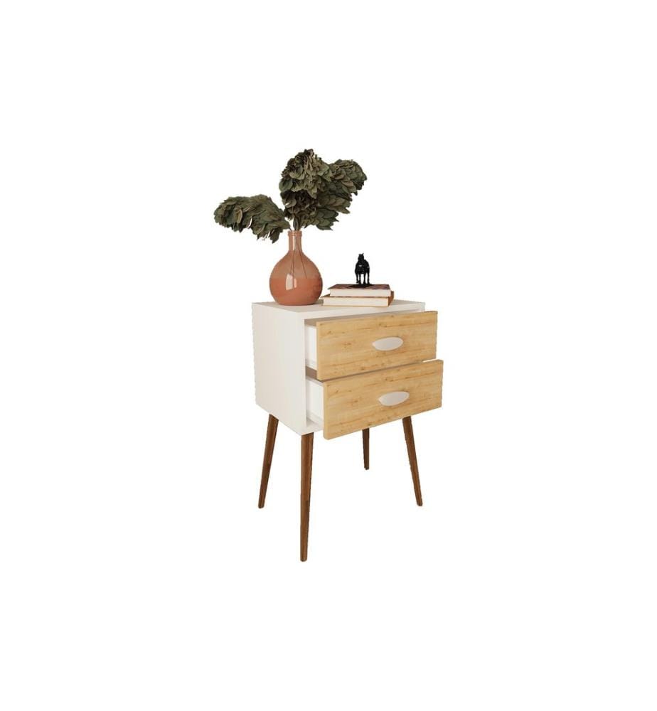 VCM - Table de nuit Singol XXL 45 x 70 cm,  Chêne blanc/miel
