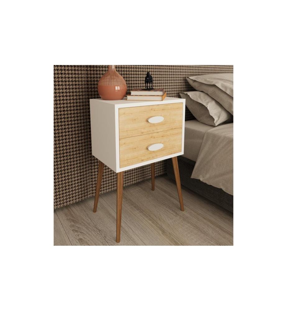 VCM - Table de nuit Singol XXL 45 x 70 cm,  Chêne blanc/miel