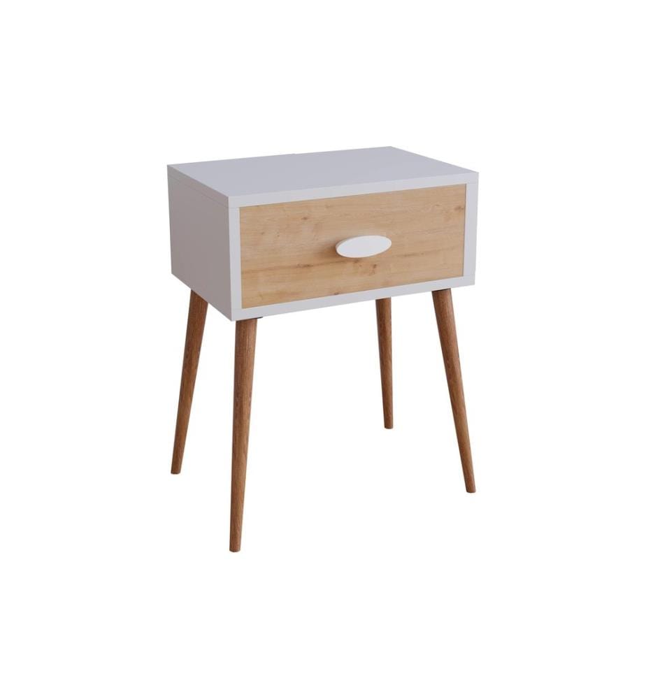 VCM - Table de nuit Singol L 44.5 x 60 cm,  Chêne miel/blanc