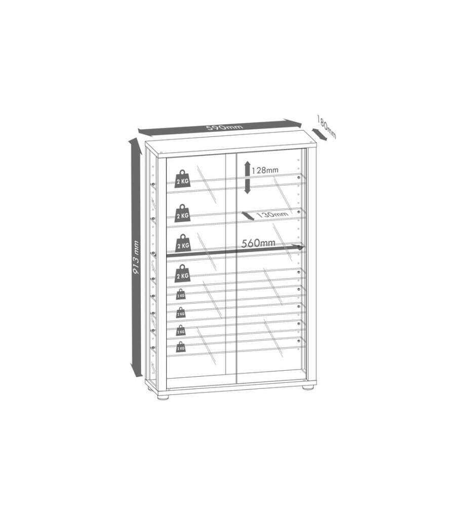 VCM - Vitrine Vitrosa Maxi 59 x 114.3 cm,  Noir