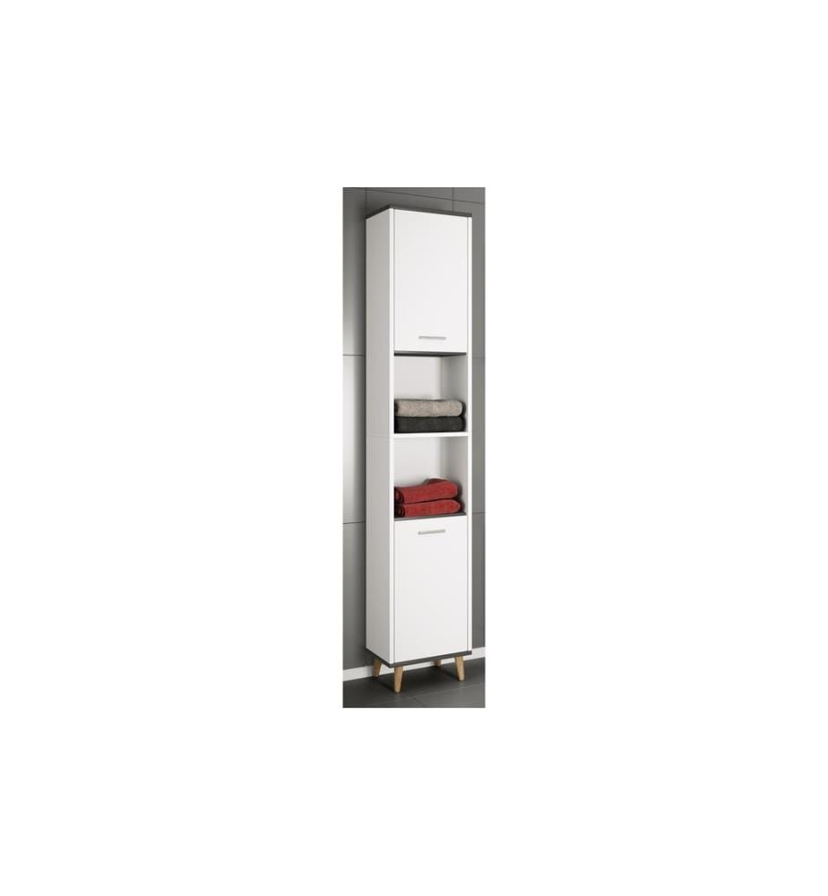 VCM - Badezimmerregal Landos 32 x 184 cm, Weiss/Anthrazit
