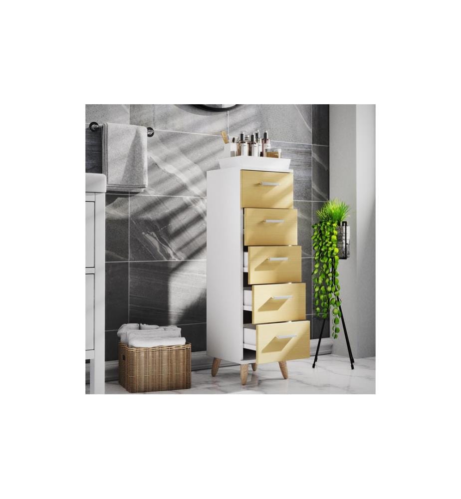 VCM - Commode Landos M 30 x 100 cm,  Chêne blanc/miel
