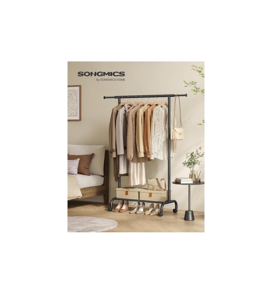 Songmics - Porte-manteau barre extensible Noir
