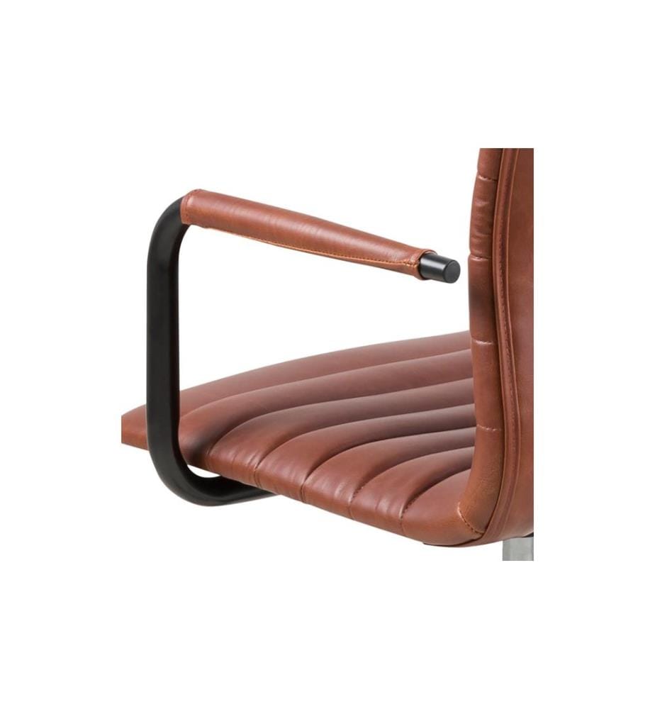 AC Design - Chaise de bureau Winslow, avec dossier et accoudoirs rembourrés, cognac