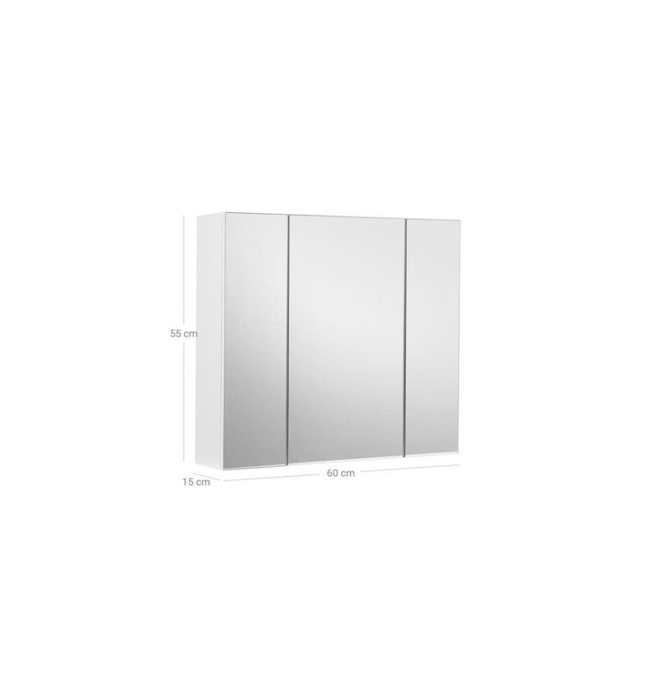 VASAGLE - Badezimmerregal mit Spiegel 55 x 60 cm, Weiss