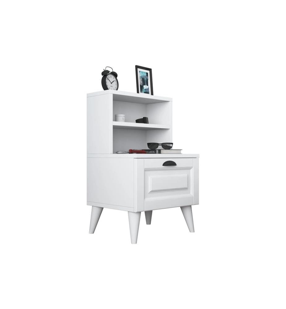 Woody Fashion - Table de nuit Eliza 45 x 74.4 x 40 cm, blanc