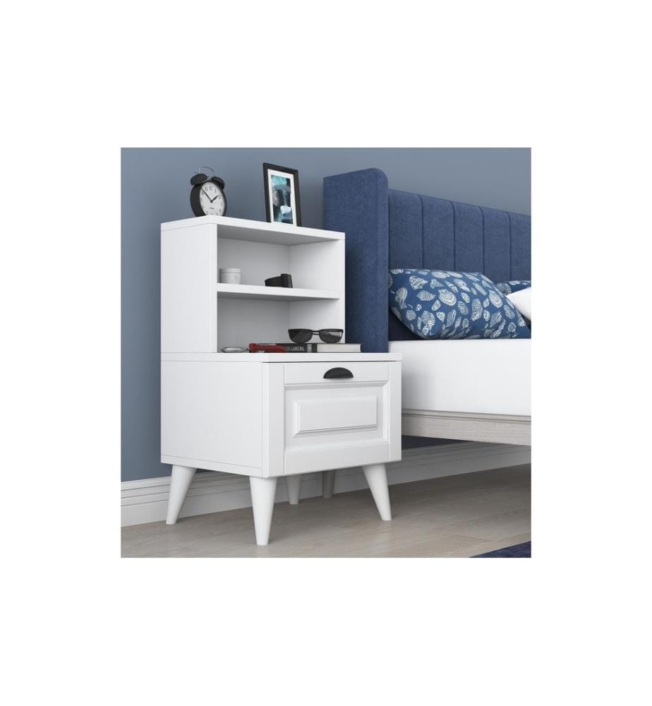 Woody Fashion - Table de nuit Eliza 45 x 74.4 x 40 cm, blanc