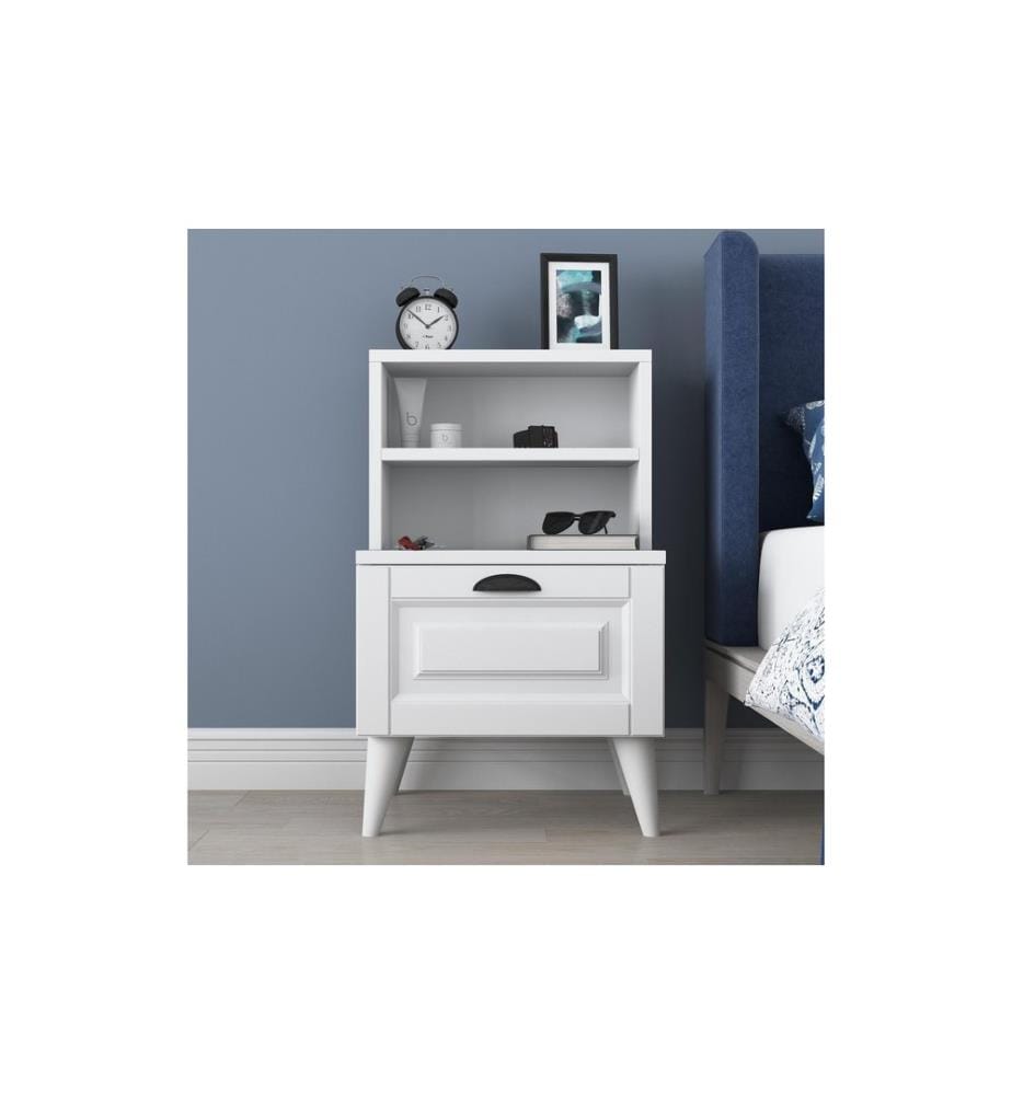 Woody Fashion - Table de nuit Eliza 45 x 74.4 x 40 cm, blanc