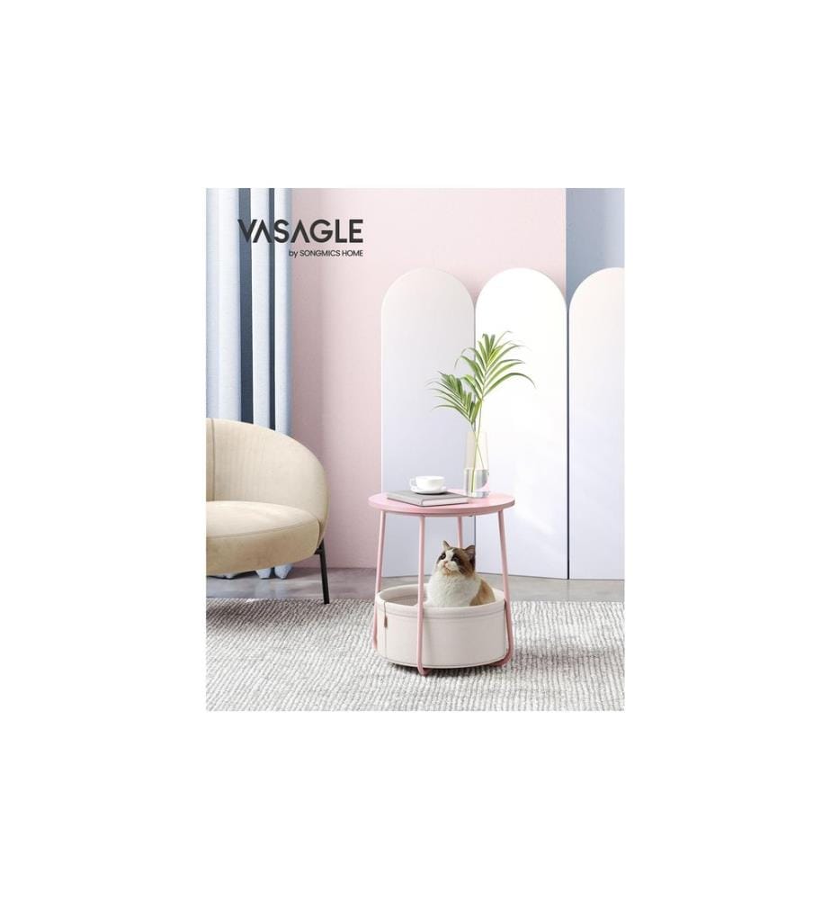 VASAGLE - Table d'appoint 45 x 51 cm, rose / beige