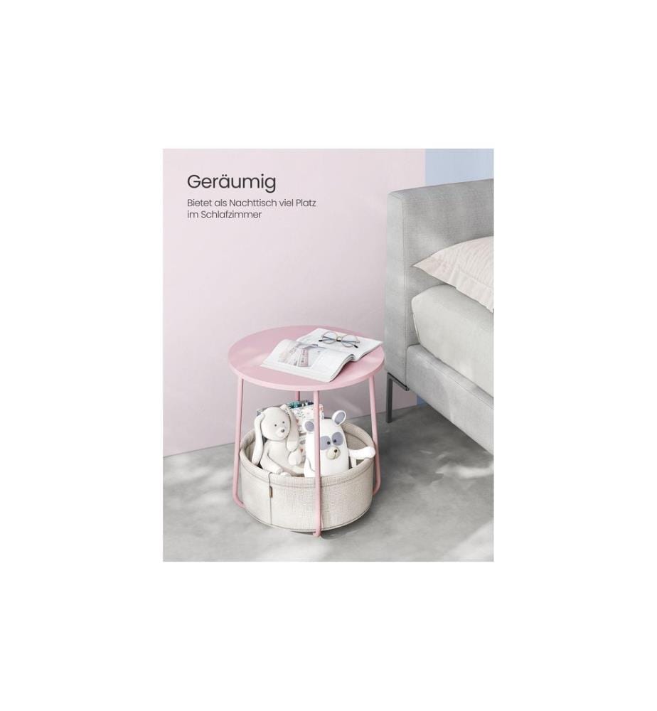 VASAGLE - Table d'appoint 45 x 51 cm, rose / beige
