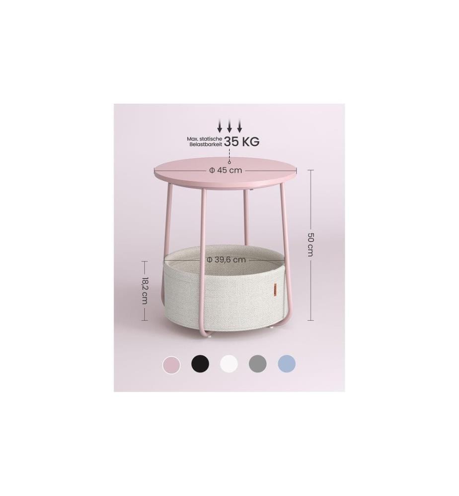 VASAGLE - Table d'appoint 45 x 51 cm, rose / beige