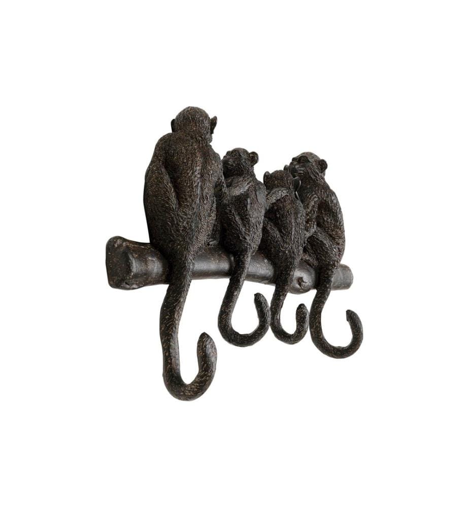 Kare Wandgarderobe Monkey Family 38 cm x 21 cm, Schwarz