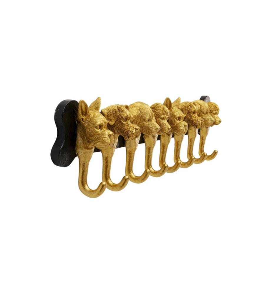 Kare Wandgarderobe Dog Family 69 cm x 15.5 cm, Gold/Schwarz