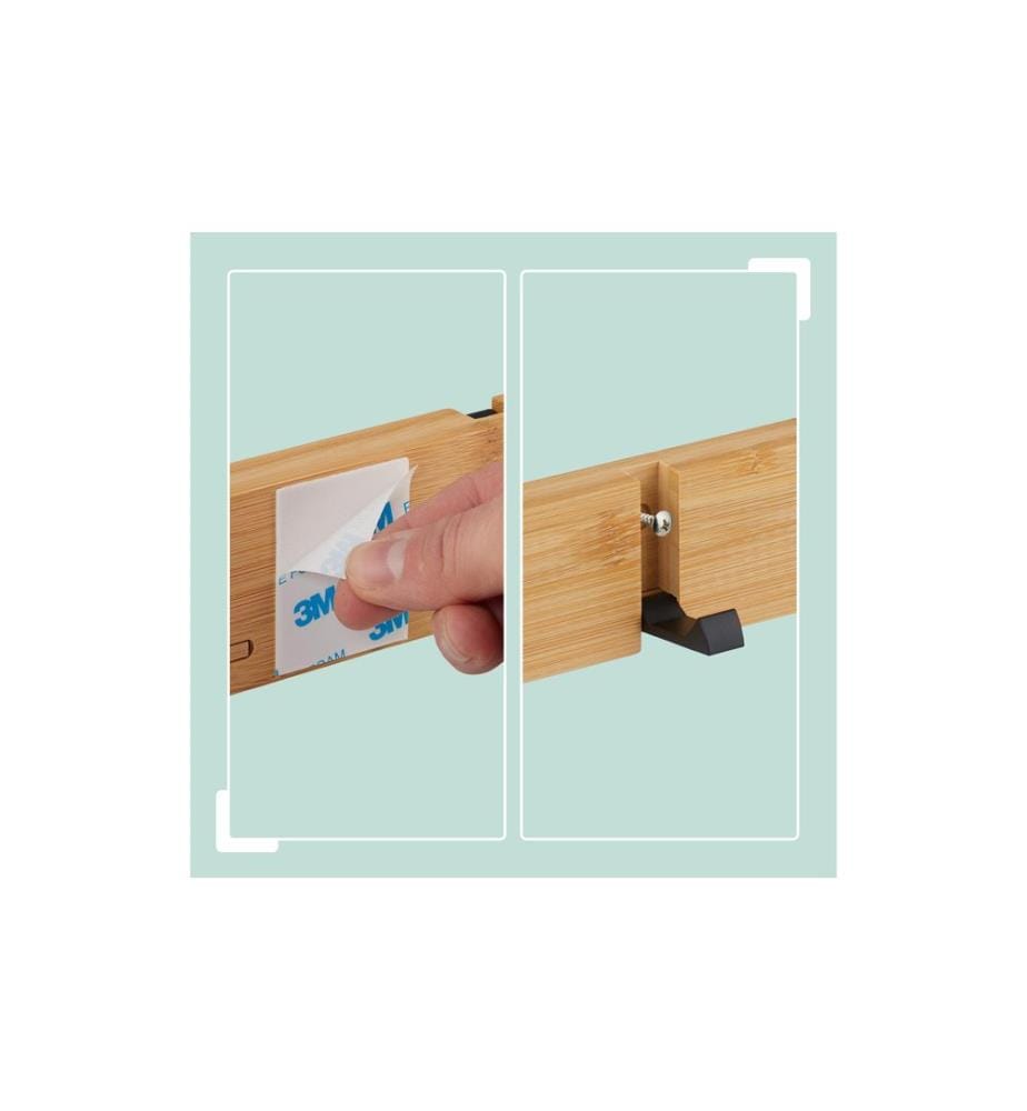 RELAXDAYS - Türgarderobe mit 5 Haken, Hellbraun/Schwarz