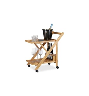 RELAXDAYS - Servierwagen mit 2 Ablagen 70 x 40.5 x 65 cm, Braun/Schwarz
