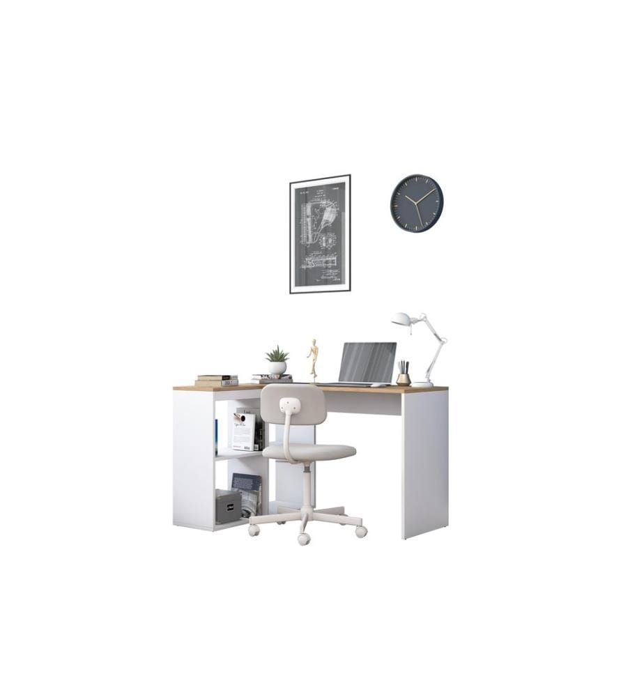 Woody Fashion - Table de bureau Blanc, 120 x 74.8 x 50 cm