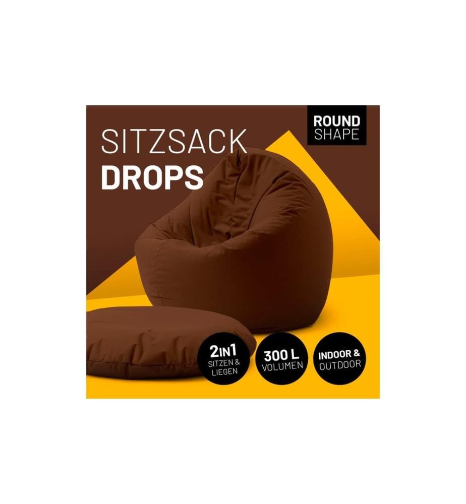 Lumaland - Runder Sitzsack 2 in 1, 300 l Polyester (PES), Braun