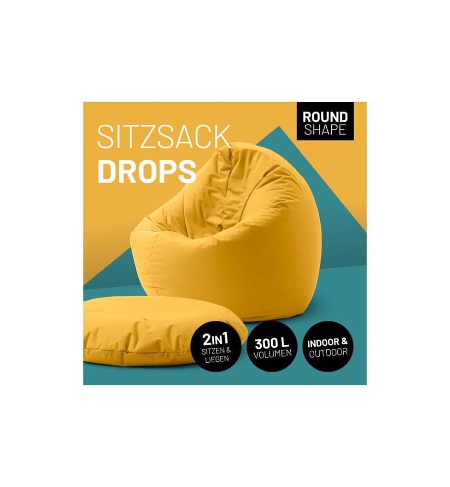 Lumaland - Runder Sitzsack 2 in 1, 300 l Polyester (PES), Gelb