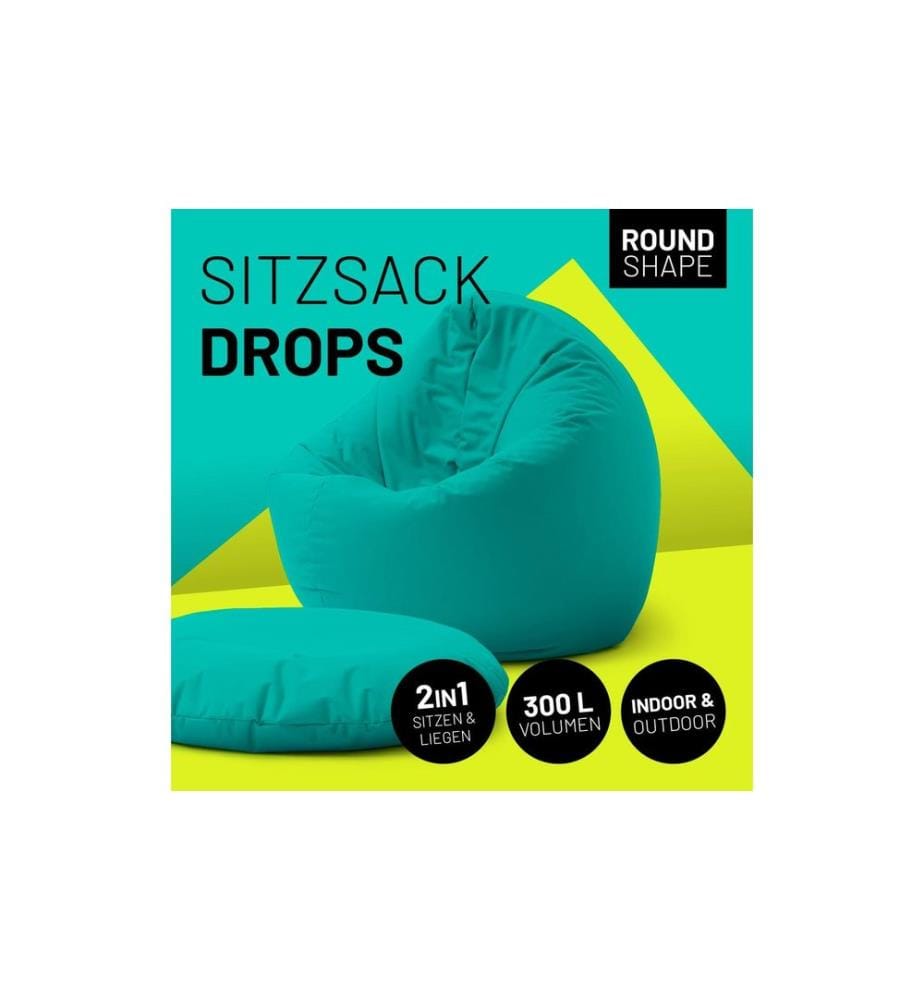 Lumaland - Runder Sitzsack 2 in 1, 300 l Polyester (PES), Blau/Türkis