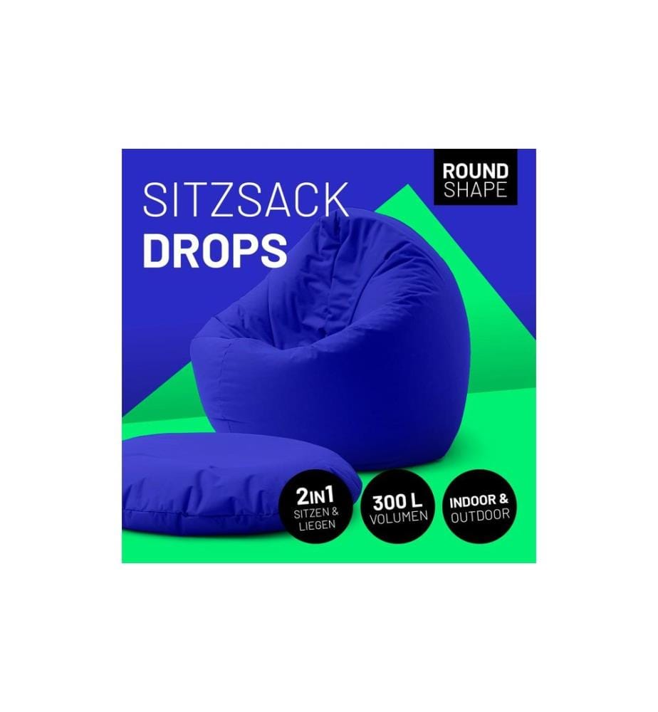 Lumaland - Runder Sitzsack 2 in 1, 300 l Polyester (PES), Blau