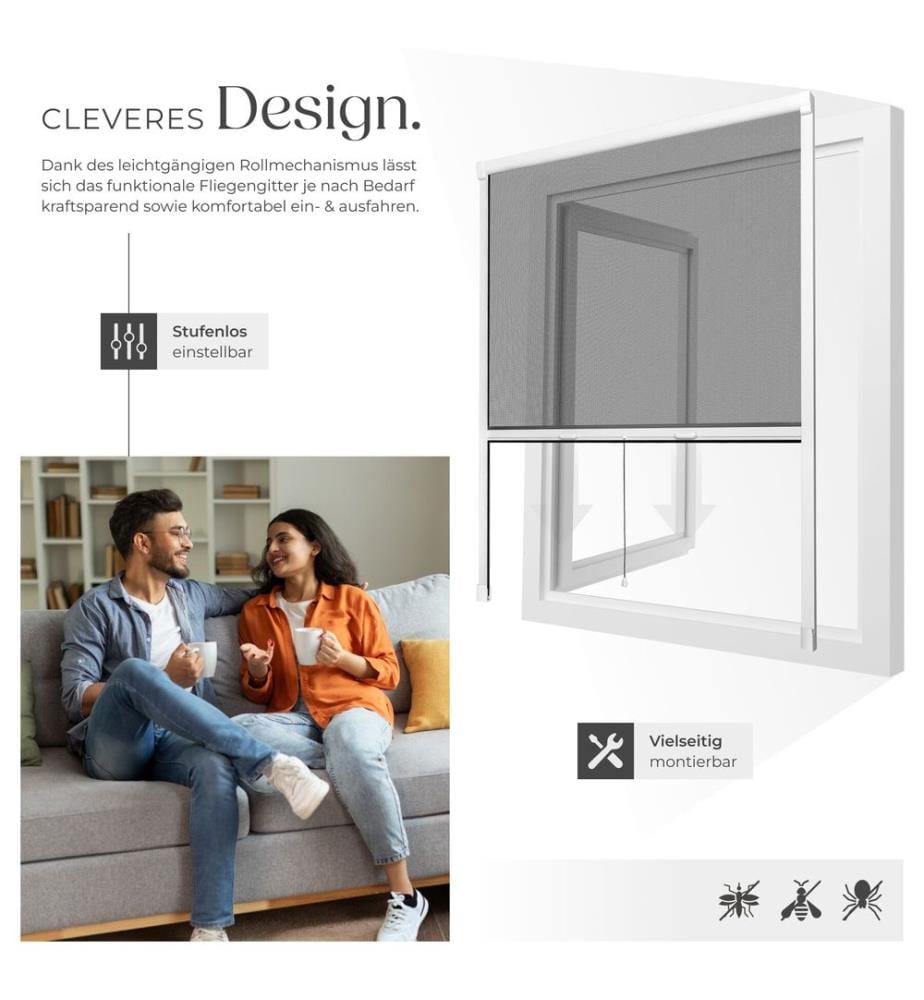 Moustiquaire store pour fenêtre - 110 x 160 cm