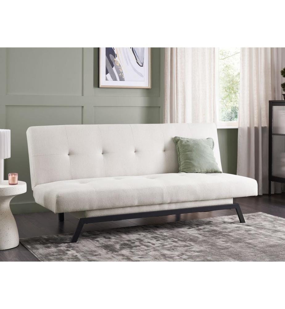 Divano letto 3 posti LEEDS Tessuto Bianco