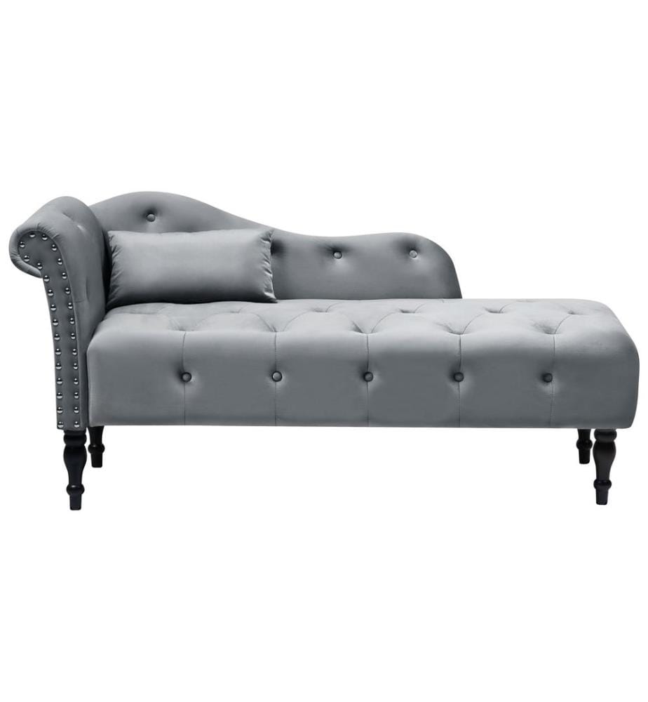 Linksseitige Chaiselongue IVRY Samtstoff Grau