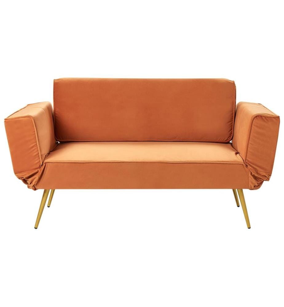 Divano letto 2 posti SAARELA Velluto Arancione