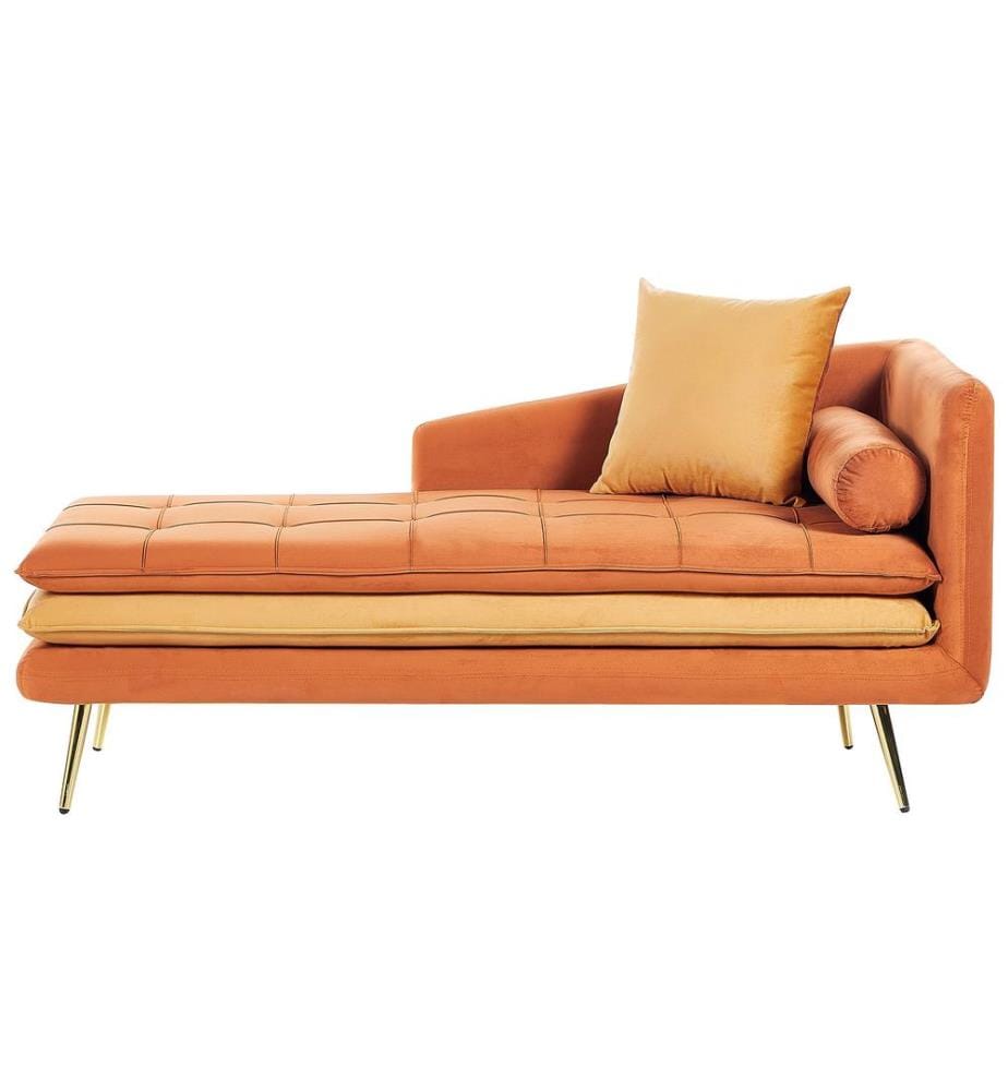 Rechtsseitige Chaiselongue GONESSE Samtstoff Orange