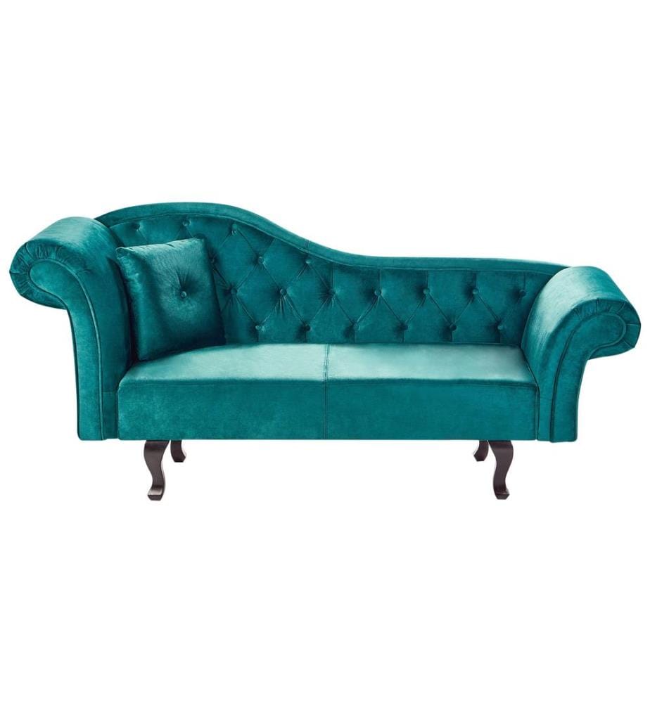 Chaise longue versione sinistra LATTES II Velluto Verde smeraldo con cuscino