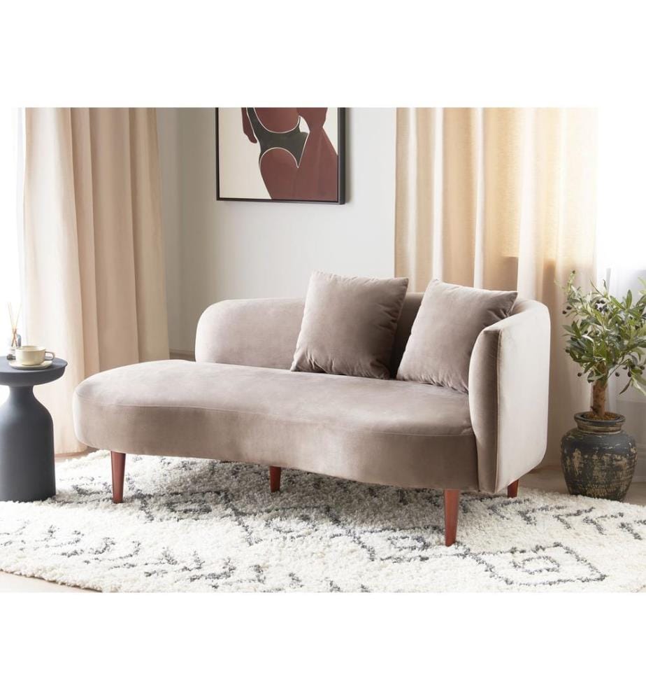Rechtsseitige Chaiselongue CHAUMONT Samtstoff Taupe