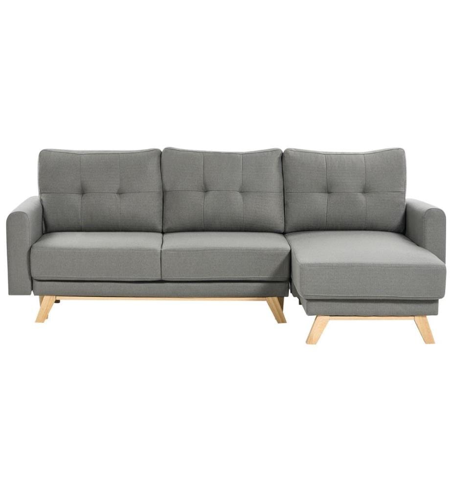 Schlafsofa 3-Sitzer SIRO Stoff Grau mit Stauraum linksseitig