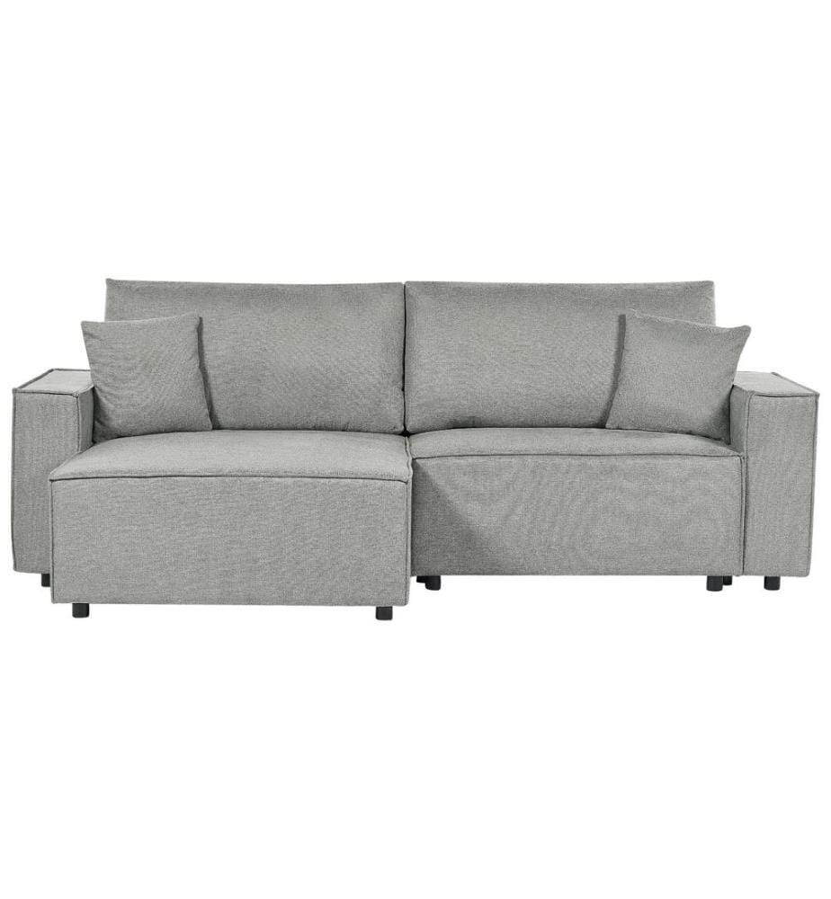 Eckschlafsofa 3-Sitzer KARILA Stoff Grau mit Stauraum rechtsseitig