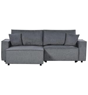 Canapé-lit d'angle 3 places KARILA Tissu Gris foncé avec rangement Côté droit